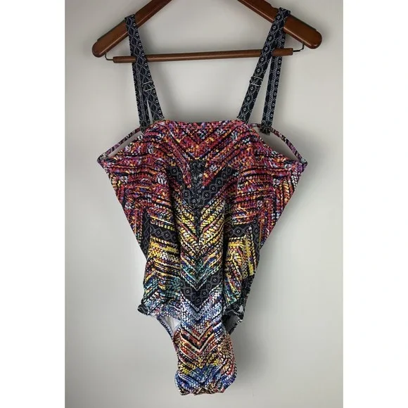 Swimsuits For All Macrame Underwire One Piece Swimsuit Cut Out Plus Size 18 - Picture 8 of 16